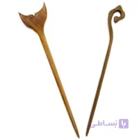 گیره مو زنانه مدل کانزاشی چوبی سولار کد A2 بسته 2 عددی
