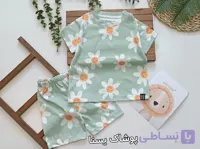 ست راحتی تیشرت شلوارک دخترانه طرح بابونه