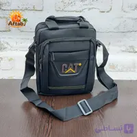 کیف دوشی برزنتی مردانه اسپورت دو خط زرد CAT  فلزی