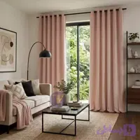پرده آماده مخمل الیزه براق صورتی روشن