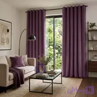 پرده آماده مخمل الیزه براق بنفش