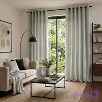 پرده آماده مخمل الیزه براق سبز آبی روشن