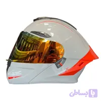 کلاه کاسکت فک متحرک فابریک Fabric طوسی قرمز براق