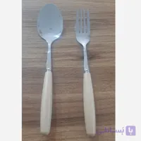 قاشق چنگال استیل دسته بامبو