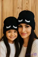 کلاه بچگانه بافت دولایه گرم پاییزه پلک مشکی  کد 1372