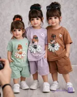 تیشرت شلوارک بچگانه گل 35/40 کد 1116