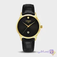 ست ساعت زنانه و مردانه سیتیزن مدل VIP بند چرم قهوه ای | صفحه مشکی ، کیفیت استاندارد