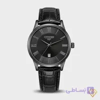 ساعت مچی مردانه سیتیزن vip بند چرم مشکی | صفحه سرمه ای با اعداد رومی، کیفیت استاندارد