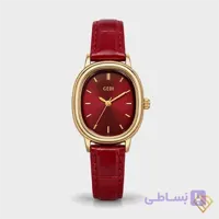 ساعت مچی زنانه مینیمال GEDI مدل 51083 بند چرم زرشکی | فریم رزگلد، کیفیت استاندارد