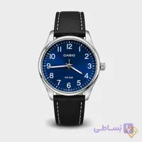 ساعت مچی مردانه کاسیو مدل MTP-B160L-1B2 | صفحه سرمه ای، بند چرمی قهوه ای | شب نما و ضد آب