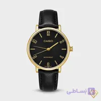 ساعت مچی کاسیو مدل VT01 | مناسب زنانه و مردانه | بند چرم، بدنه استیل، کیفیت مستر، فریم طلایی