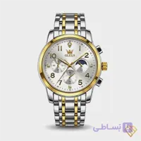 ساعت مچی مردانه لوکس OLEVS کرنوگراف | صفحه نقره ای، بند و‌ بدنه استیل ۳۰۴، دو‌‌ رنگ نقره‌ای طلایی، کیفیت مستر