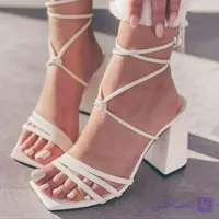 صندل بندی مشکی و سفید پاشنه بلند شیک مجلسی زنانه کفش تابستانی ( 3039 )