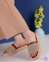 صندل گیپور شیک مجلسی لژدار طبی مشکی کرم نسکافه ای زنانه کفش تابستانی ( 494 )