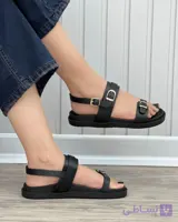صندل مشکی و عسلی سگکدار شیک تابستانی چرم زنانه کفش تابستونی ( 873 )