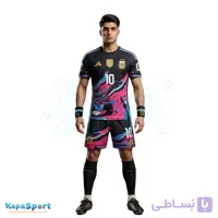ست ورزشی شش تکه آرژانتین کهکشانی طرح مسی 2027 – شامل تیشرت ، شورت ، جوراب ، مچ بند و شوزبگ