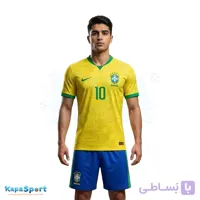 ست ورزشی شش تکه تیم ملی برزیل جام جهانی 2026 مدل نیمار | تیشرت ، شورت ، جوراب ، مچبند و شوزبگ