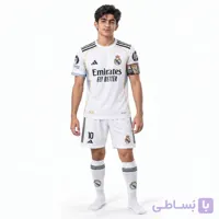 ست لباس ورزشی هفت تکه رئال مادرید مدل امباپه 2026 – تیشرت ، شلوارک ، جوراب ، بازوبند ، مچ بند و شوزبگ