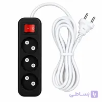 سه راهی برق ساده ۳ خانه پاور – کابل ۲.۴ متری – مشکی
