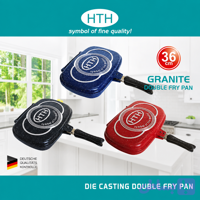 تابه دوطرفه گرانیتی HTH سایز 36 سانت | تابه رژیمی HTH زرشکی وقرمز