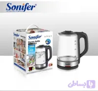کتری برقی شیشه‌ای پیرکس ۱.۸ لیتر – ۱۵۰۰ وات با قطع خودکار و طراحی مدرن سونیفر 2140