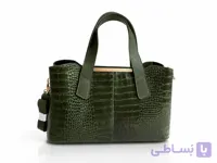 کیف زنانه سبز چرم طبیعی گاوی مدل zara
