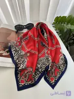 مینی اسکارف ابریشم قرمز و پلنگی