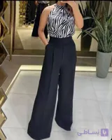 شلوار بگ پارچه ای کرپ مازراتی اعلا رنگ مشکی کد ۵۰۸۸ 🌈🌈راشین