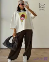 تیشرت یونیسکس باکسی طرح بستنی فری سایز