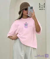 تیشرت زنانه باکسی طرح استارباکس سایز