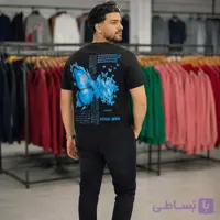 تیشرت طرح دار مشکی مدل پروانه 1044