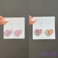 گوشواره قلب رنگی (کد TU8P3)