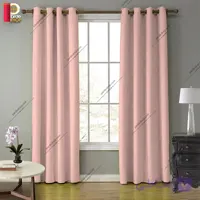 پرده پانچی هازان (کتان) رنگ صورتی روشن