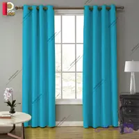 پرده پانچی هازان (کتان) آبی‌ پررنگ - پرده شاپ