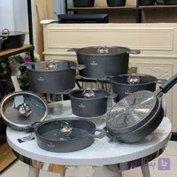 سرویس قابلمه چدن گرانیت 15پارچه راکلند سری آلمانی(طوسی)
