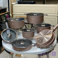 سرویس قابلمه چدن گرانیت 15پارچه راکلند سری آلمانی(رزگلد)