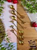 ست قاشق چای خوری برگ طلایی