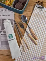 ست قاشق و چنگال و چاپستیک دسته چوبی