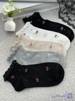 جوراب زنانه مچی لبه چین گل ریز