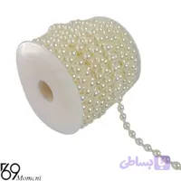 مروارید لپه ای سایز 6رنگ شیری 25 یارد