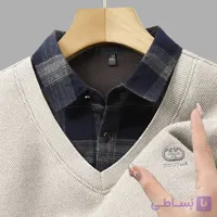 بلوز بافت خارجی طرح پیراهن و جلیقه مردانه