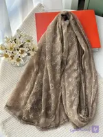 شال حریر سنگشور زنانه مخمل دور دانتل