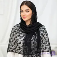 شال گیپور سفید مجلسی زنانه نگین دوزی