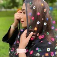 شال توری مجلسی گلدار مشکی دستک ماهی کالکشن بهاره