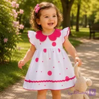 پیراهن نوزادی دخترانه مدل بهارک سرخابی (پردیس)