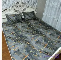 کاور تخت دو نفره طرح سنگ مرمر طوسی برند خوشنام هگمتان کد 002