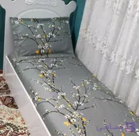 کاور تخت یک نفره به همراه روبالش طرح شن ریز کش دوزی برند خوشنام هگمتان