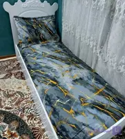 کاور تخت کش دوزی شده  دو نفره طرح سنگ مرمر کد 300 برند خوشنام هگمتان