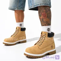 بوت تیمبرلند Timberland مردانه چرم طبیعی رنگ موزی دور سفید کد 2520