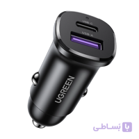 شارژر فندکی 30 وات با یک پورت USB-C و یک پورت USB-A یوگرین مدل EC305 کد 25845